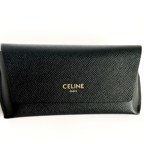 Celine Sunglasses Eyeglasses Medium Soft Black Leather Case W/Box - Picture 4 of 6